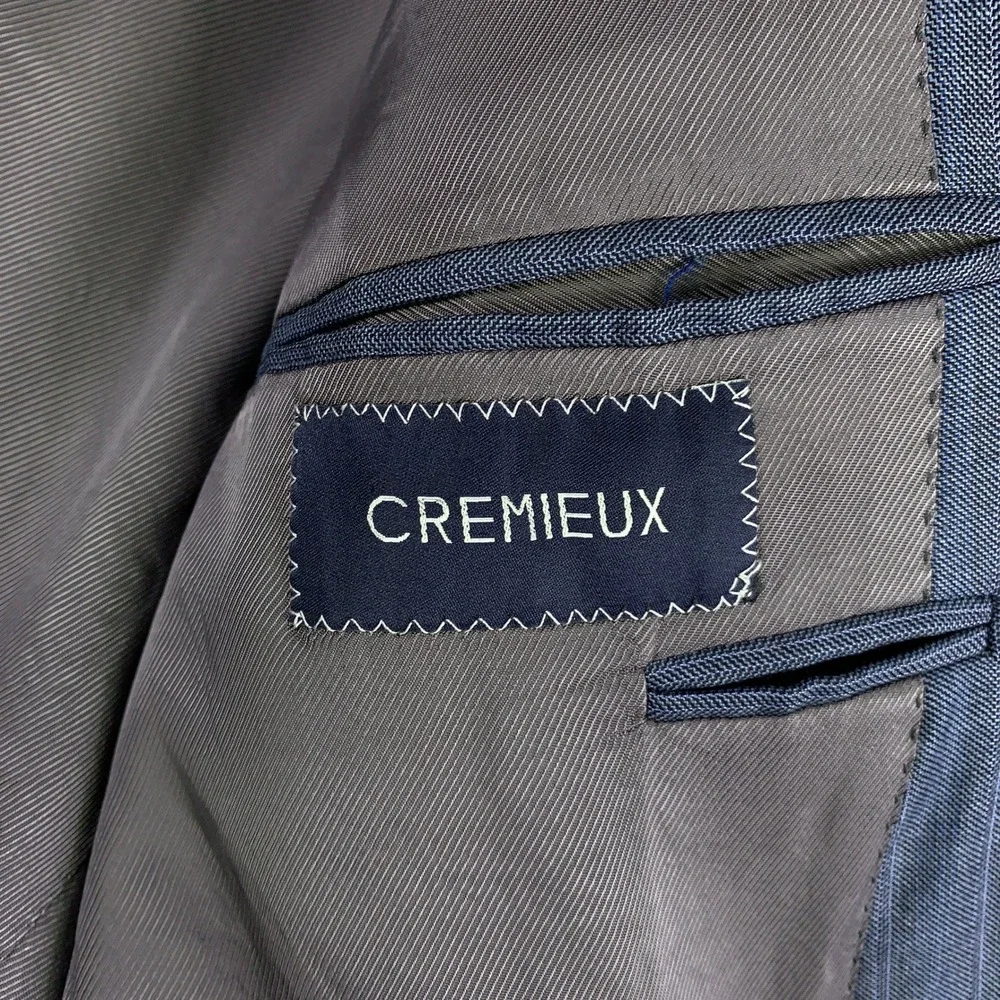 Cremieux Loro Piana Drew CT 2 Piece Suit 42L Blue Pinstripe Super 130s Wool Pant